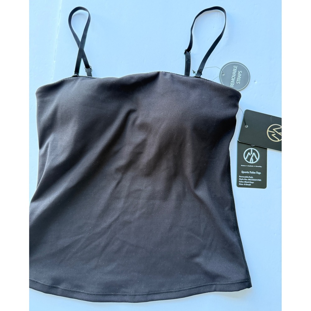 Move Theology Sports Tube Top Black Onyx Removable Straps Small NWT